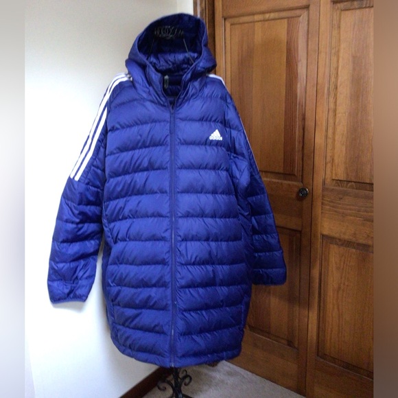 Adidas long down filled Parker, Blue, 2XL - Picture 2 of 9